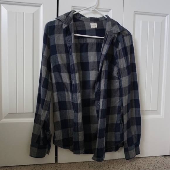 J-Crew Blue and Gray Plaid Button Up - Picture 1 of 4